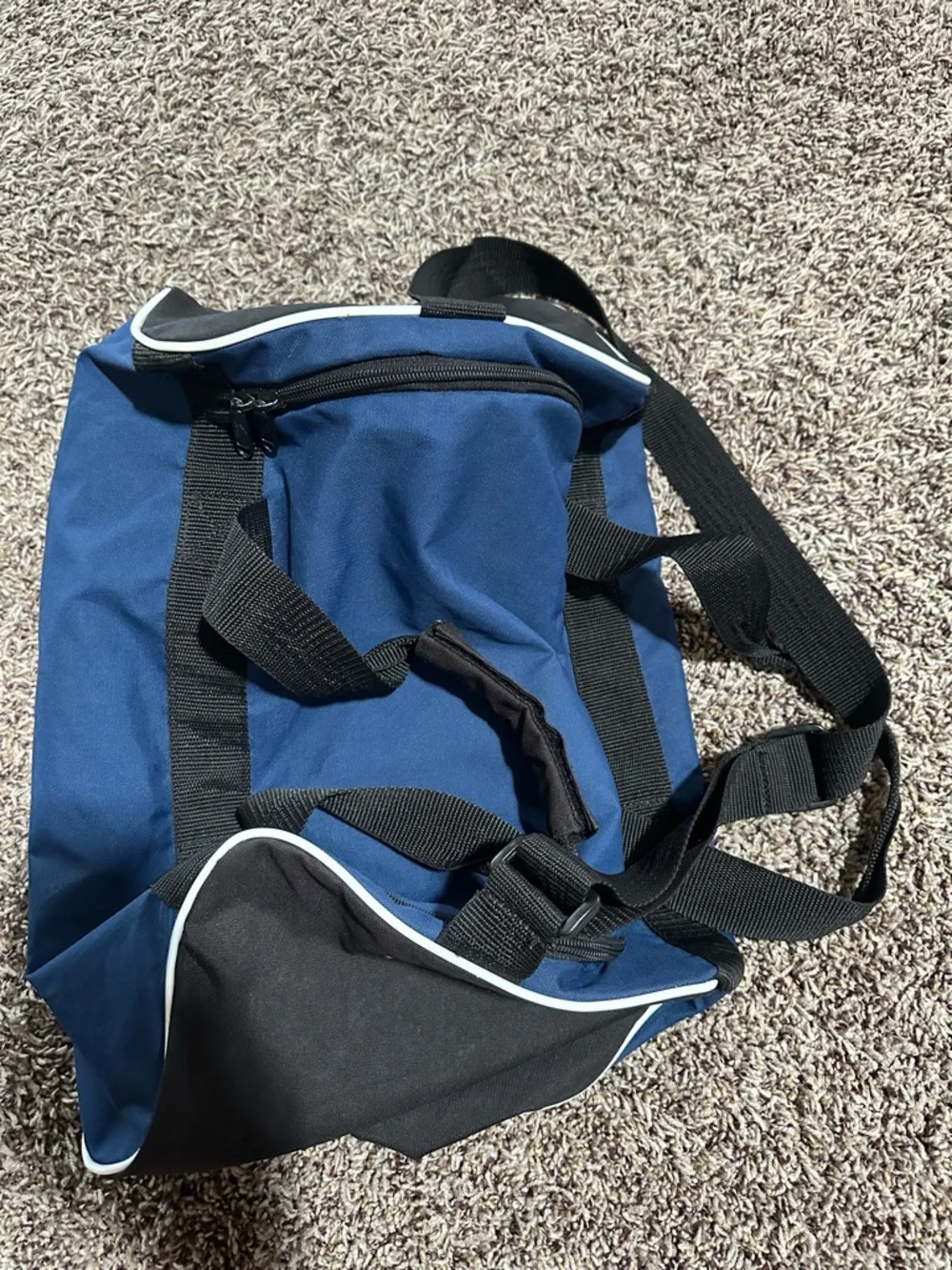 adidas Navy Duffel Bag with White Logo and Piping
